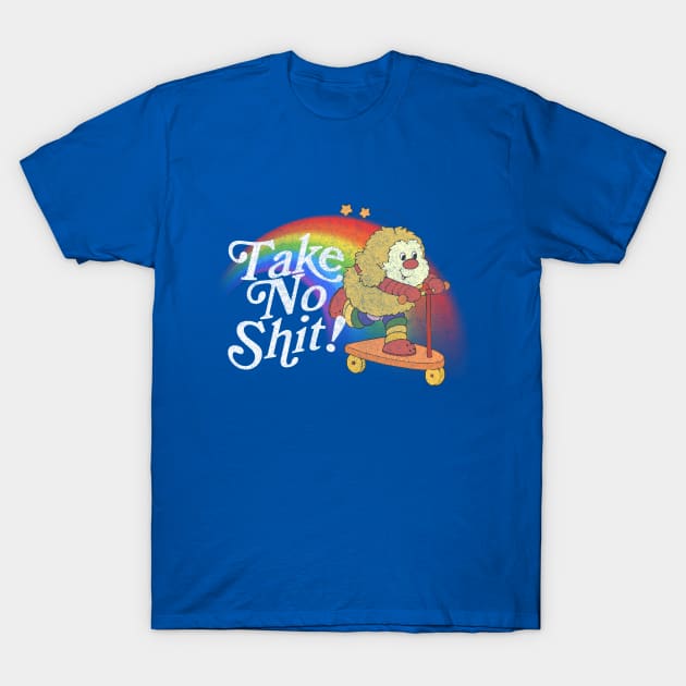 Take No Shit! Faded Style 80s Meme Design T-Shirt by DankFutura